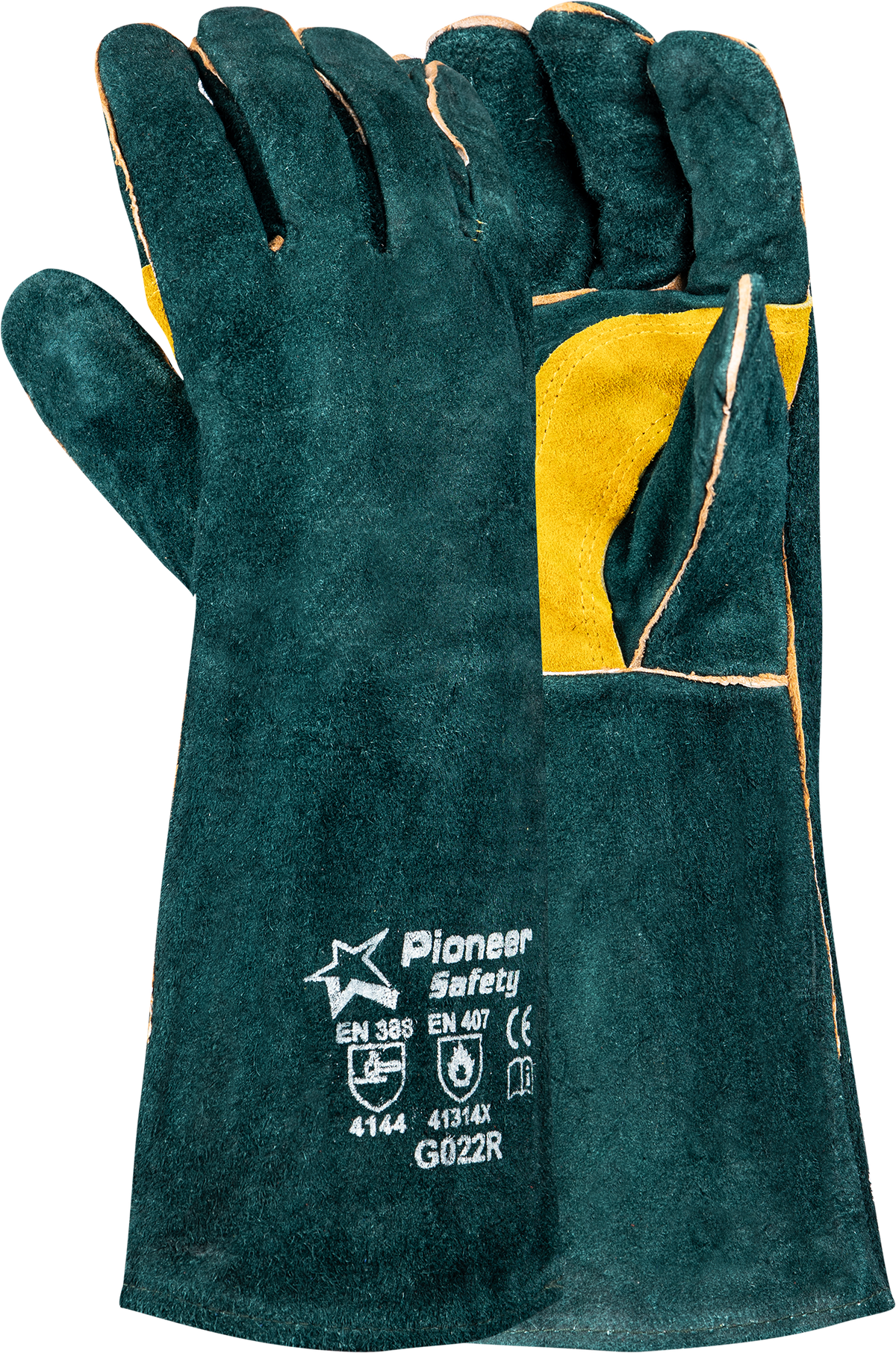 PIONEER Leather Green Reinforced Palm - Gauntlet